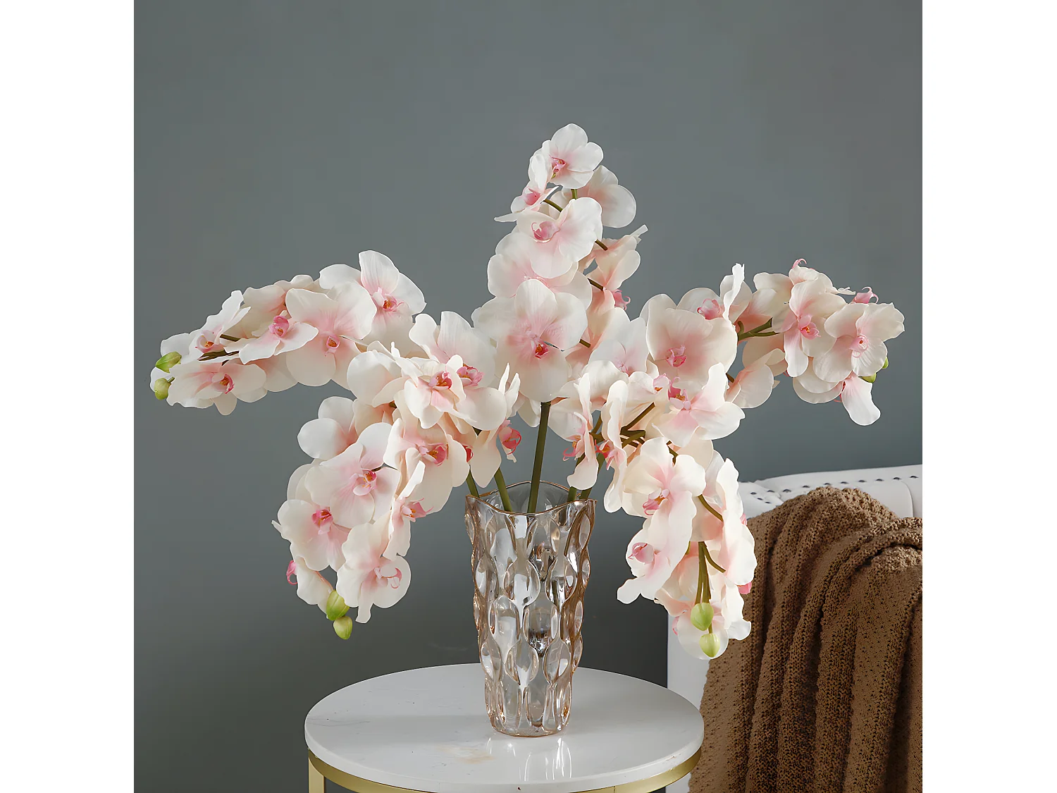 Tige d'Orchidée Phalaenopsis - Blanc / 66 cm