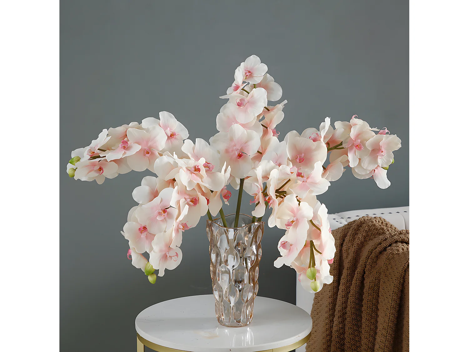 Tige d'Orchidée Phalaenopsis - Rose / 66 cm