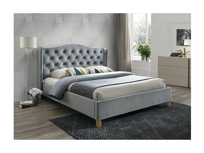 Łóżko ASPEN VELVET 160x200 szare
