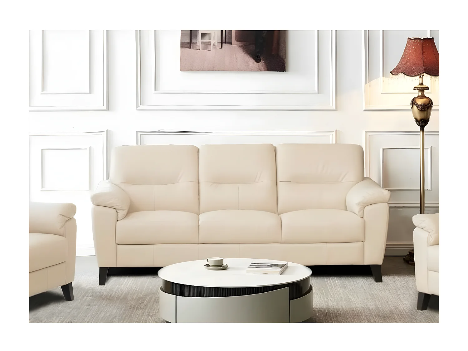 Mesina Set 3+2+1/Pelle/Beige