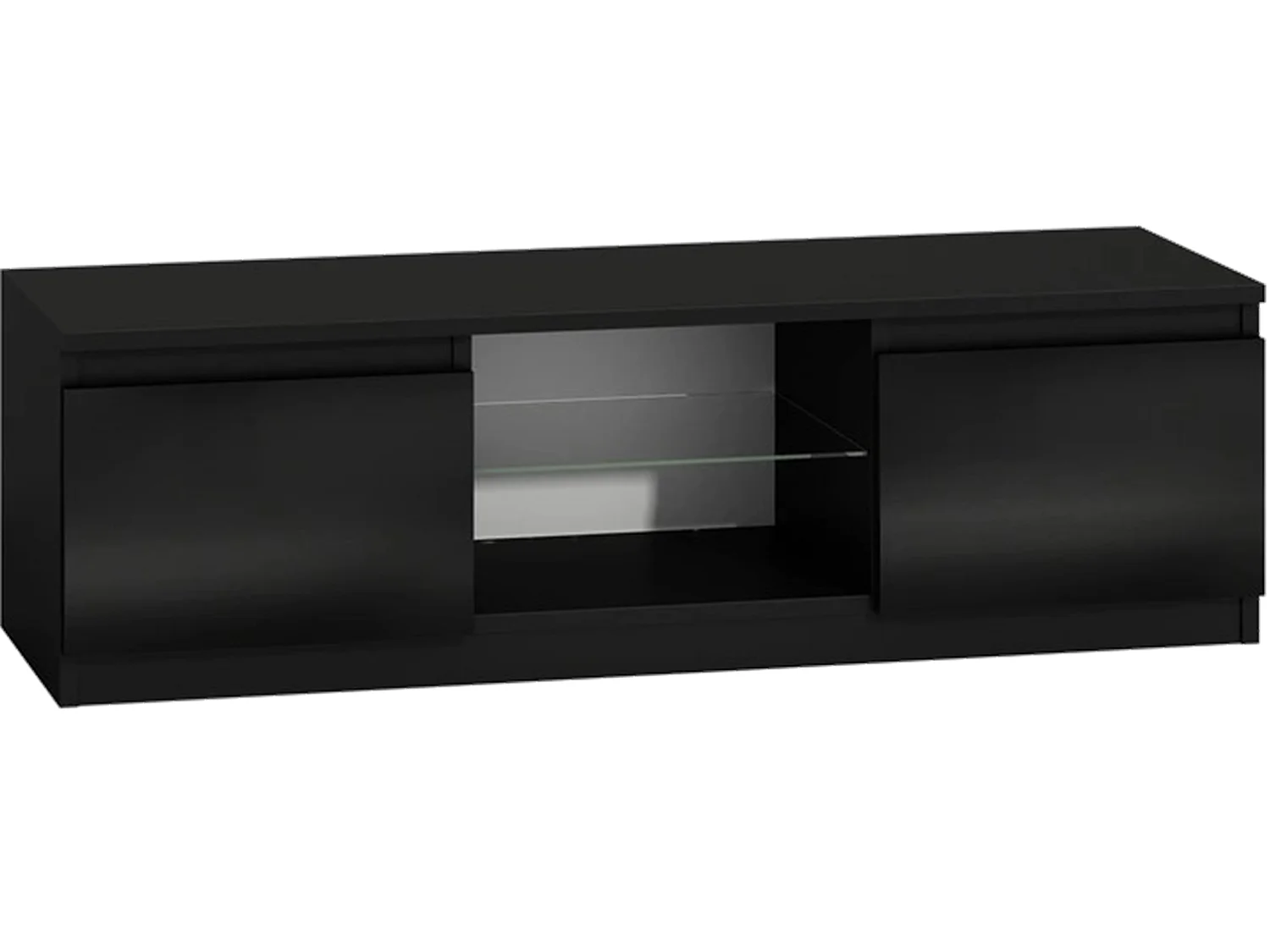 TIVOLI -  Meuble TV style moderne - 120x40x36cm - 2 niches + 2 portes - Rangement matériel télé/audio - Noir