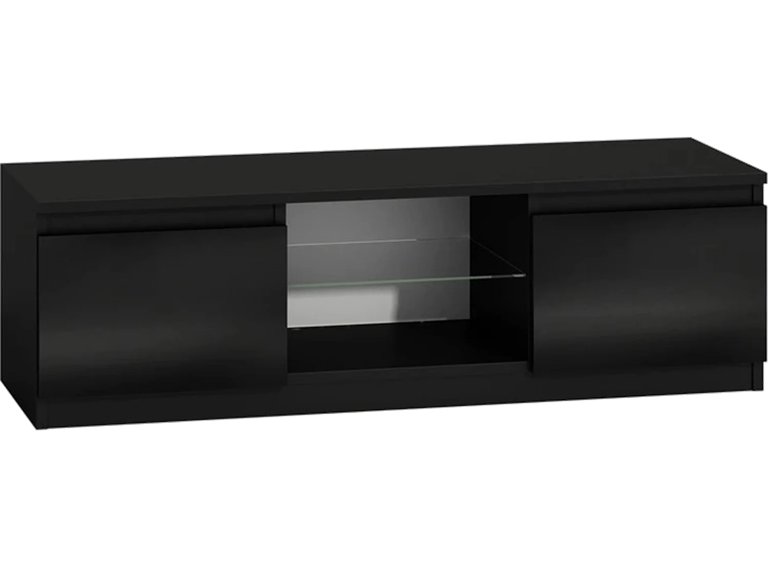 TIVOLI - Porta TV moderno - 120x40x36cm - 2 nicchie + 2 ante - Contenitore TV/audio - Nero