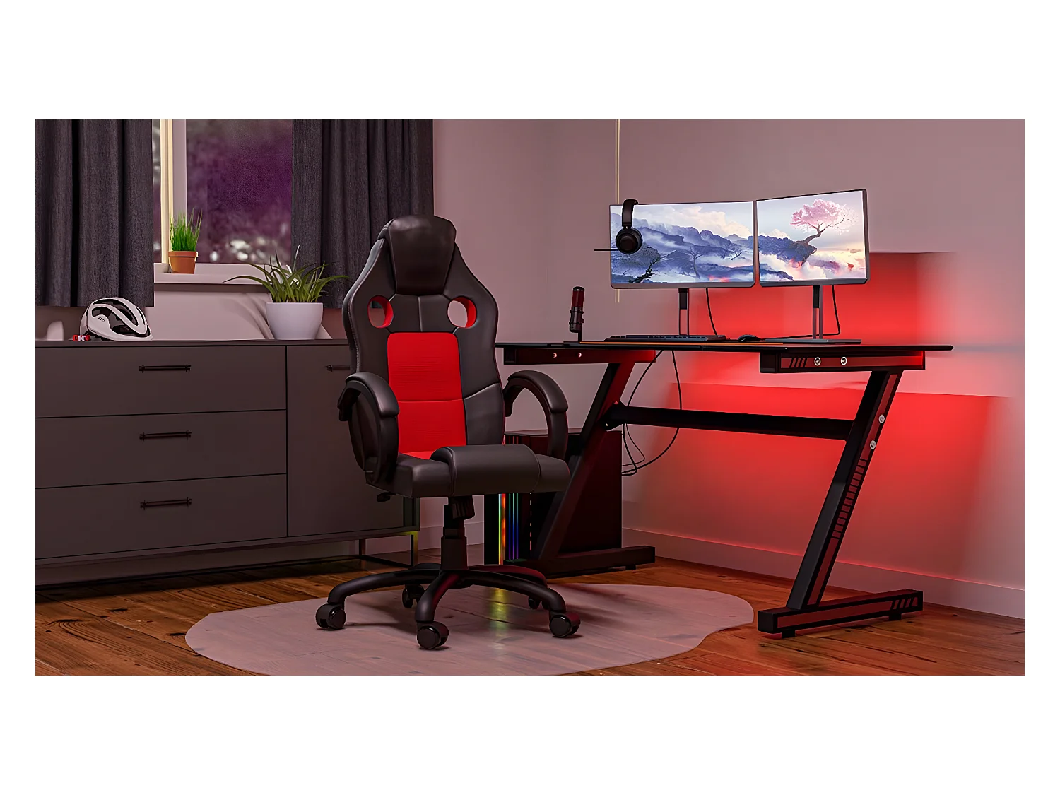 ENZO - Fauteuil gamer - 108-118x63x60 - Noir et rouge