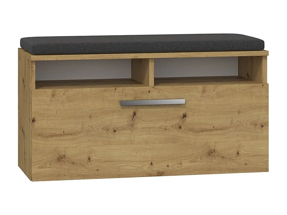 RIVI - Mueble zapatero con asiento y almacenaje - Puerta basculante - Dimensiones: 46x85x35 - 6 estantes - Artesanal