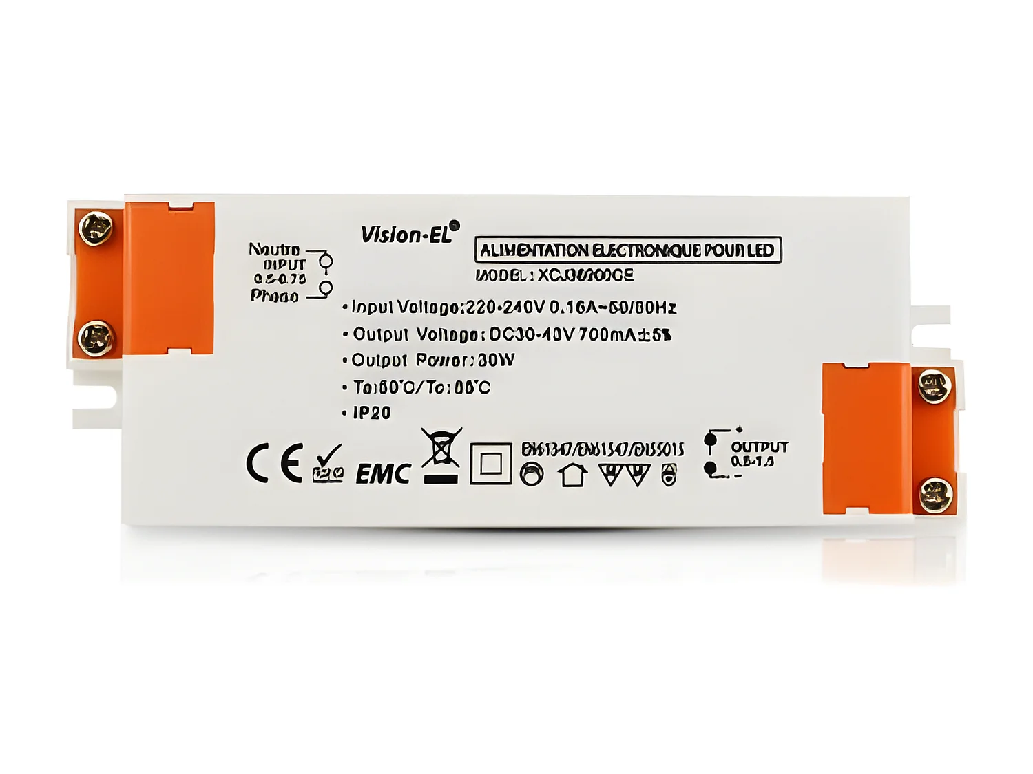 Spot LED Rectangulaire Inclinable avec Alimentation Electronique 30W 4000°K