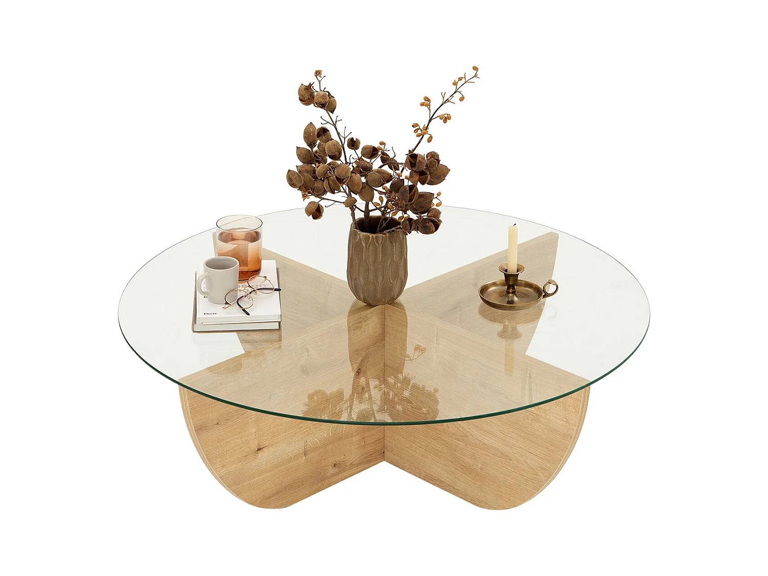 Mesa de centro de vidrio templado - Natural claro y Transparente - AYSUN