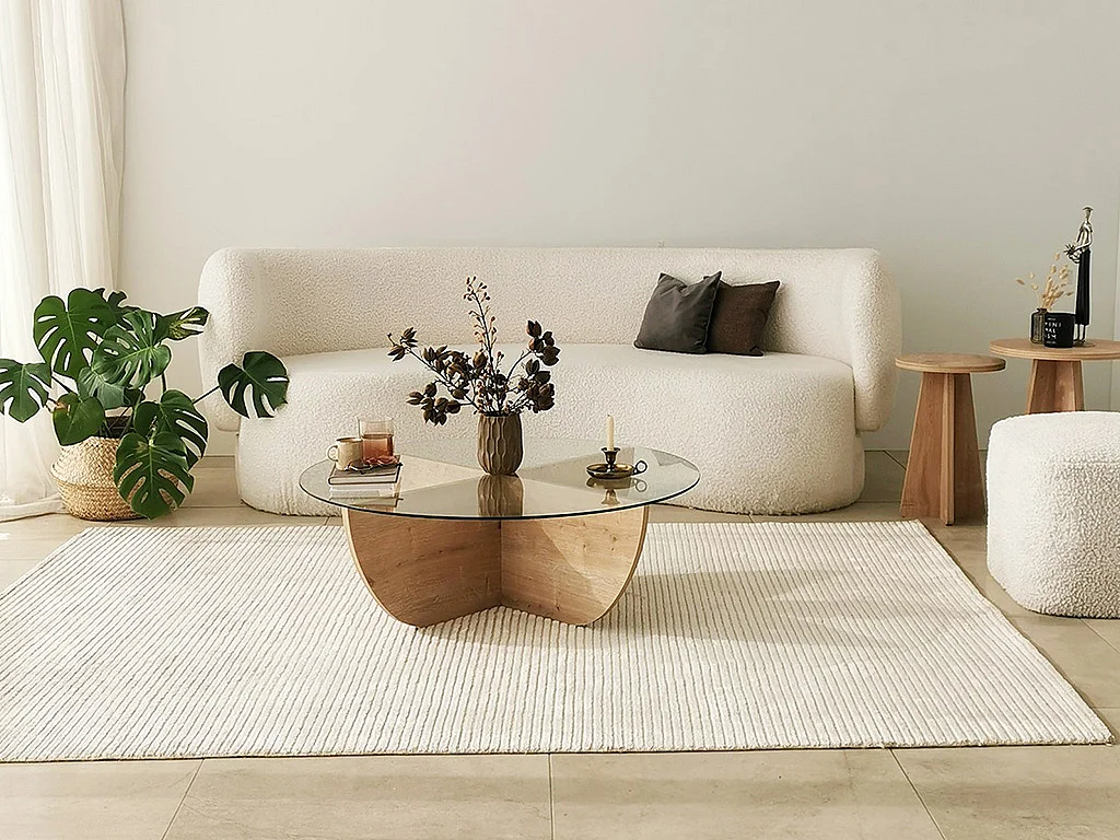 Mesa de centro de vidrio templado - Natural claro y Transparente - AYSUN