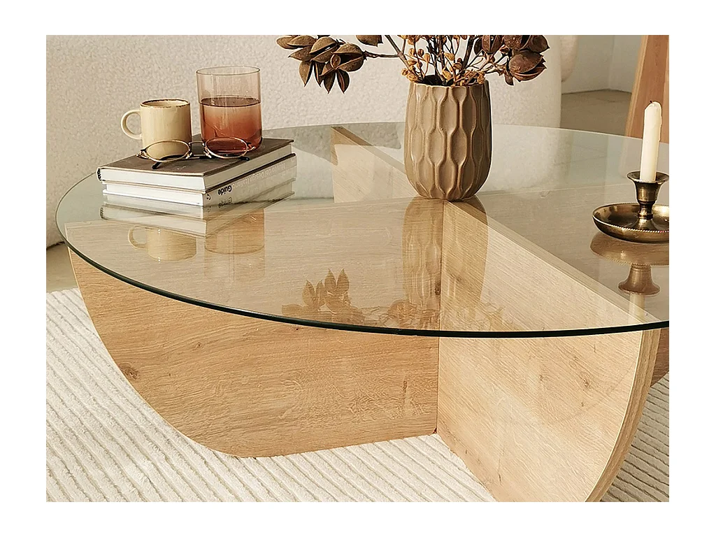 Salontafel van gehard glas - Licht naturel en transparant - AYSUN