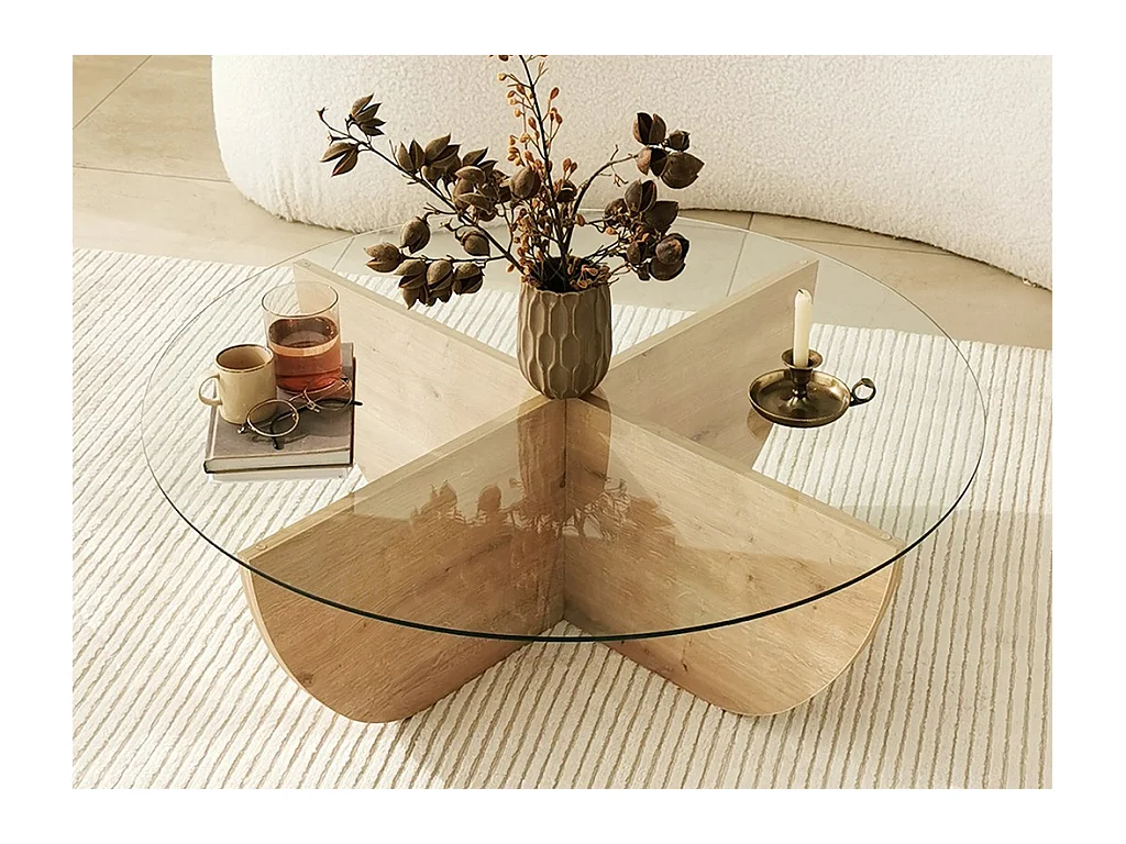 Salontafel van gehard glas - Licht naturel en transparant - AYSUN