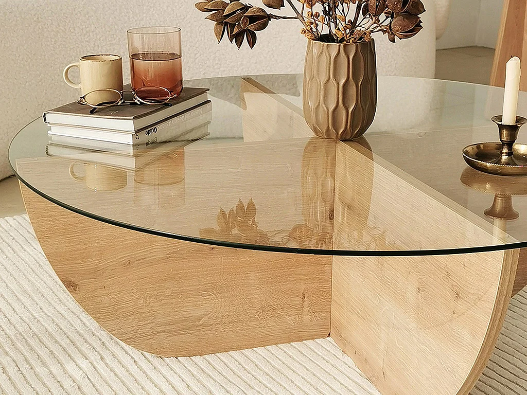 Table basse en verre trempé - Naturel clair et Transparent - AYSUN