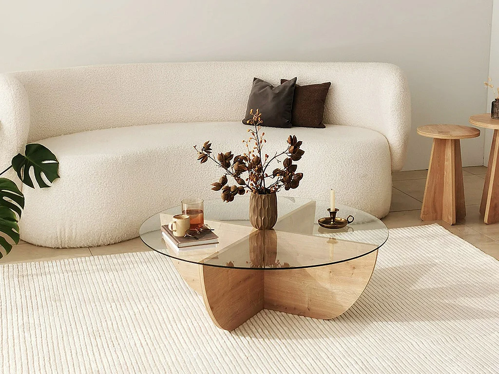 Table basse en verre trempé - Naturel clair et Transparent - AYSUN