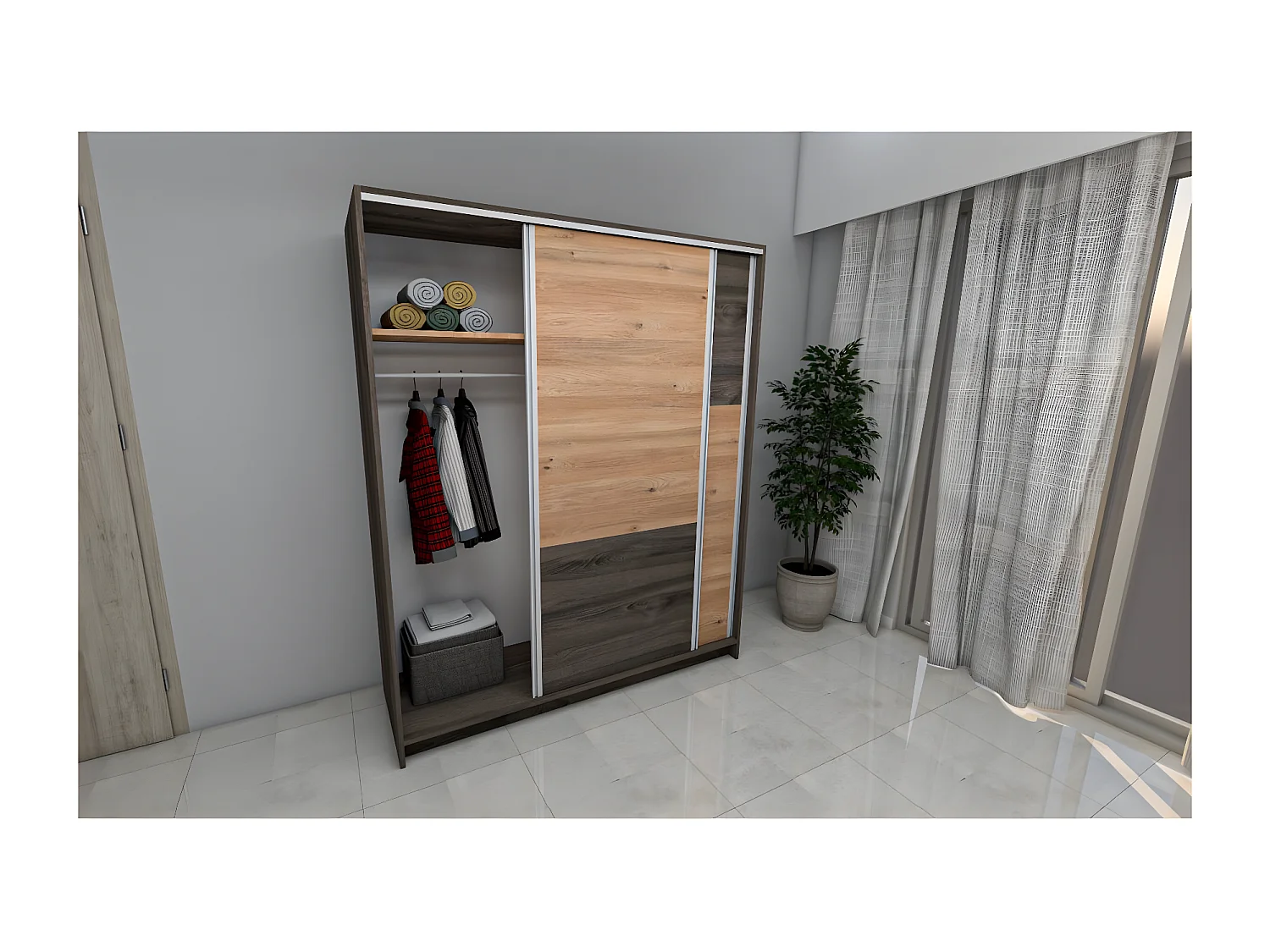 Armadio Vario (180cm)/Porte scorrevoli/Marrone