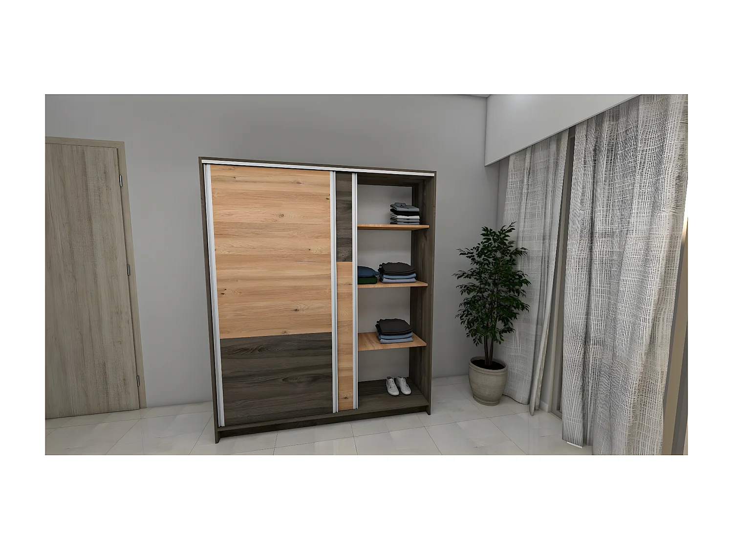 Armadio Vario (180cm)/Porte scorrevoli/Marrone