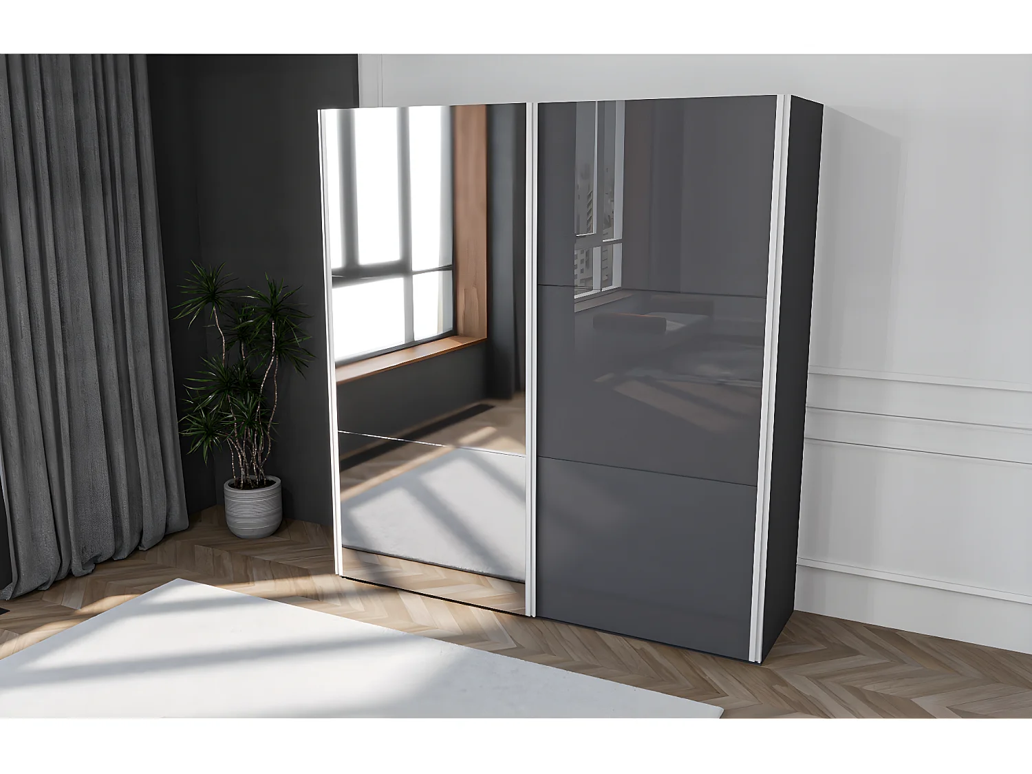 Armadio Matrix Dark (200cm)/Porte scorrevoli/Antracite