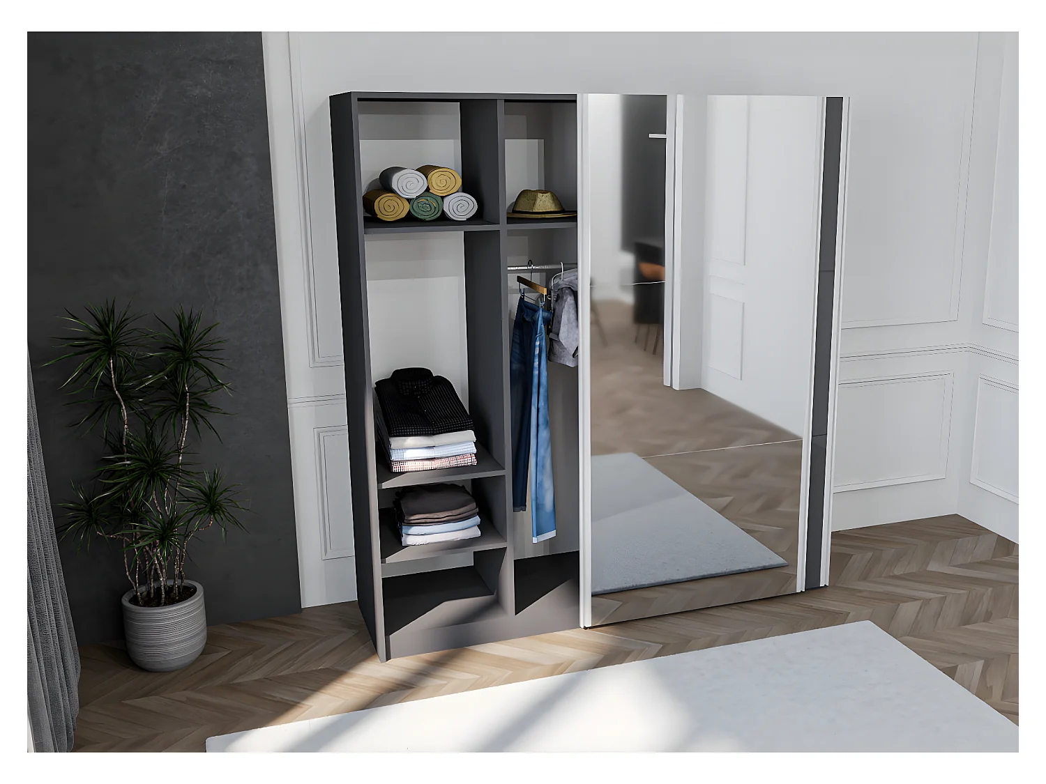 Armadio Matrix Dark (200cm)/Porte scorrevoli/Antracite