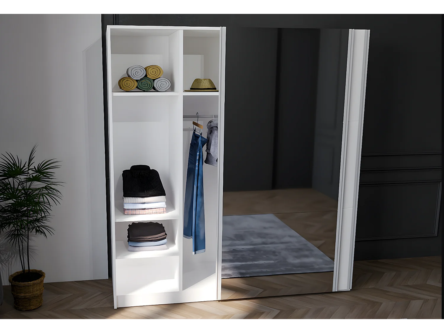 Kleiderschrank Matrix Dark (200cm)/Schiebetüren/Anthrazit