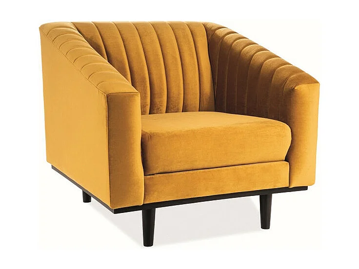 Fauteuil en velours capitonné ASPREY - Jaune - H 78 x L 83 x P 60 cm