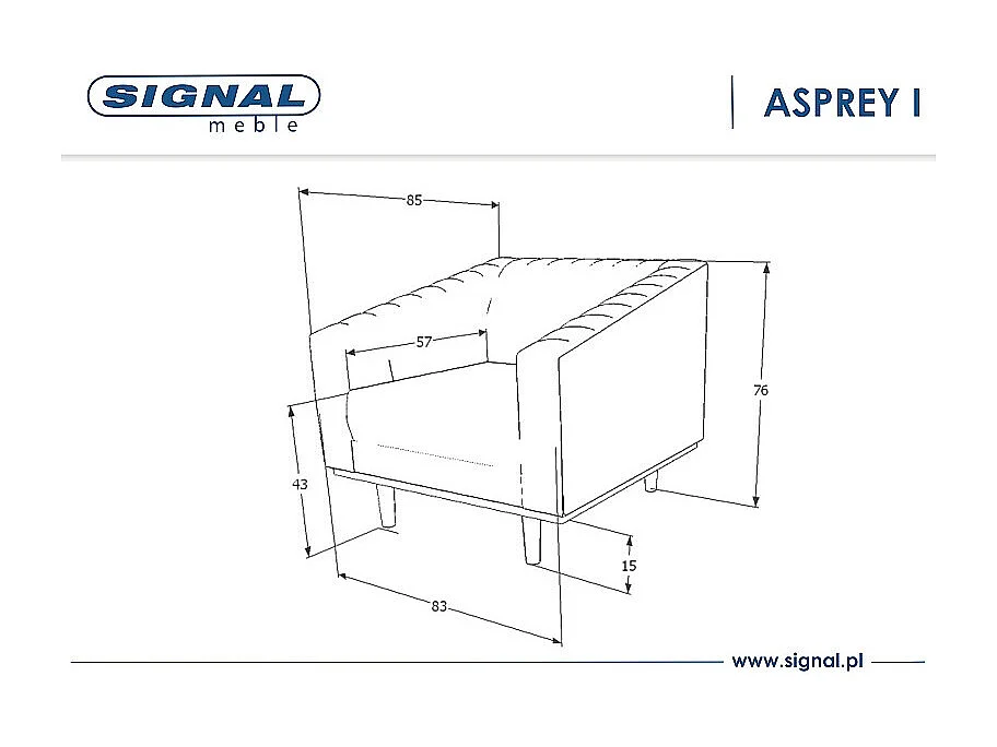 Fauteuil en velours capitonné ASPREY - Jaune - H 78 x L 83 x P 60 cm