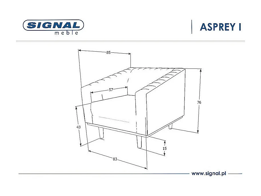 Fotel ASPREY VELVET 1 szary
