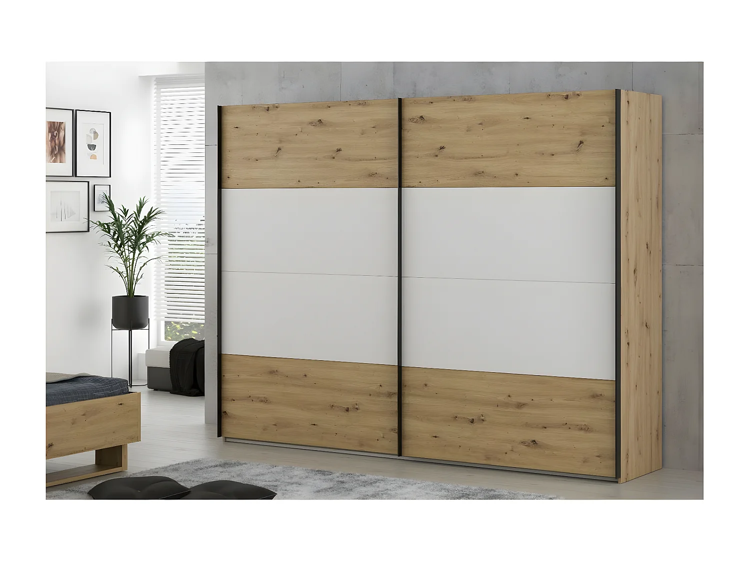 Armadio Chesmon  (270cm)/Porte scorrevoli/Marrone