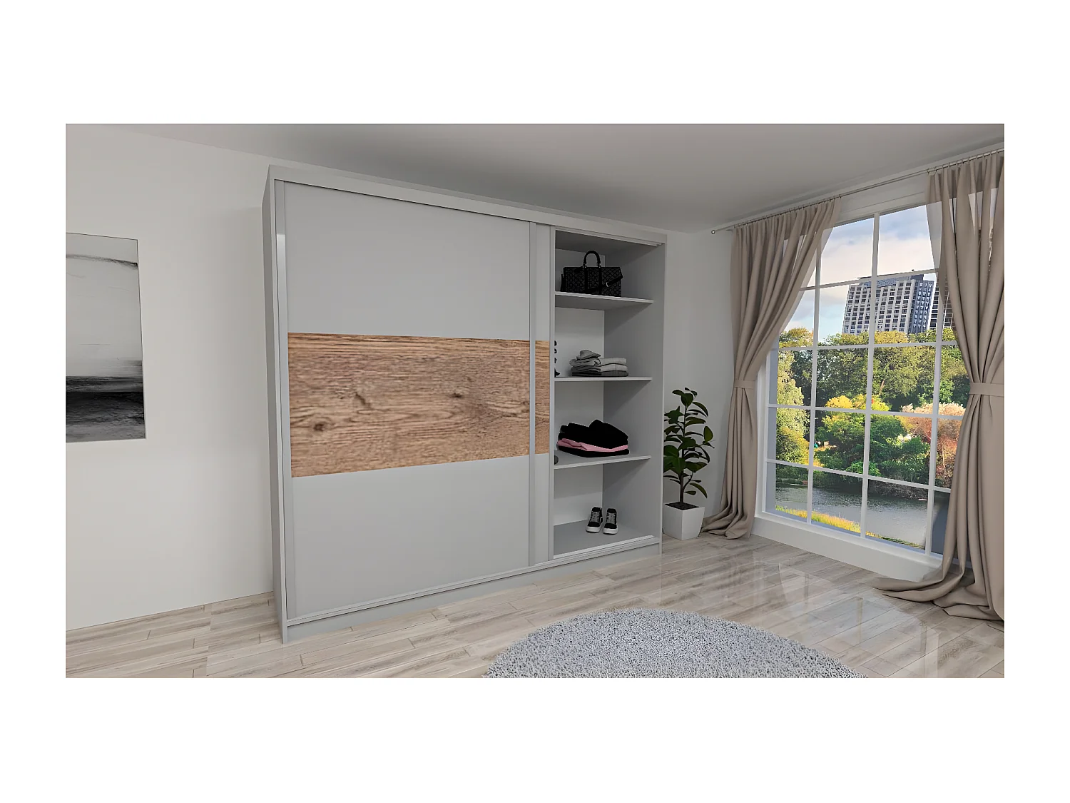 Armadio Classic (270cm)/Porte scorrevoli/Grigio