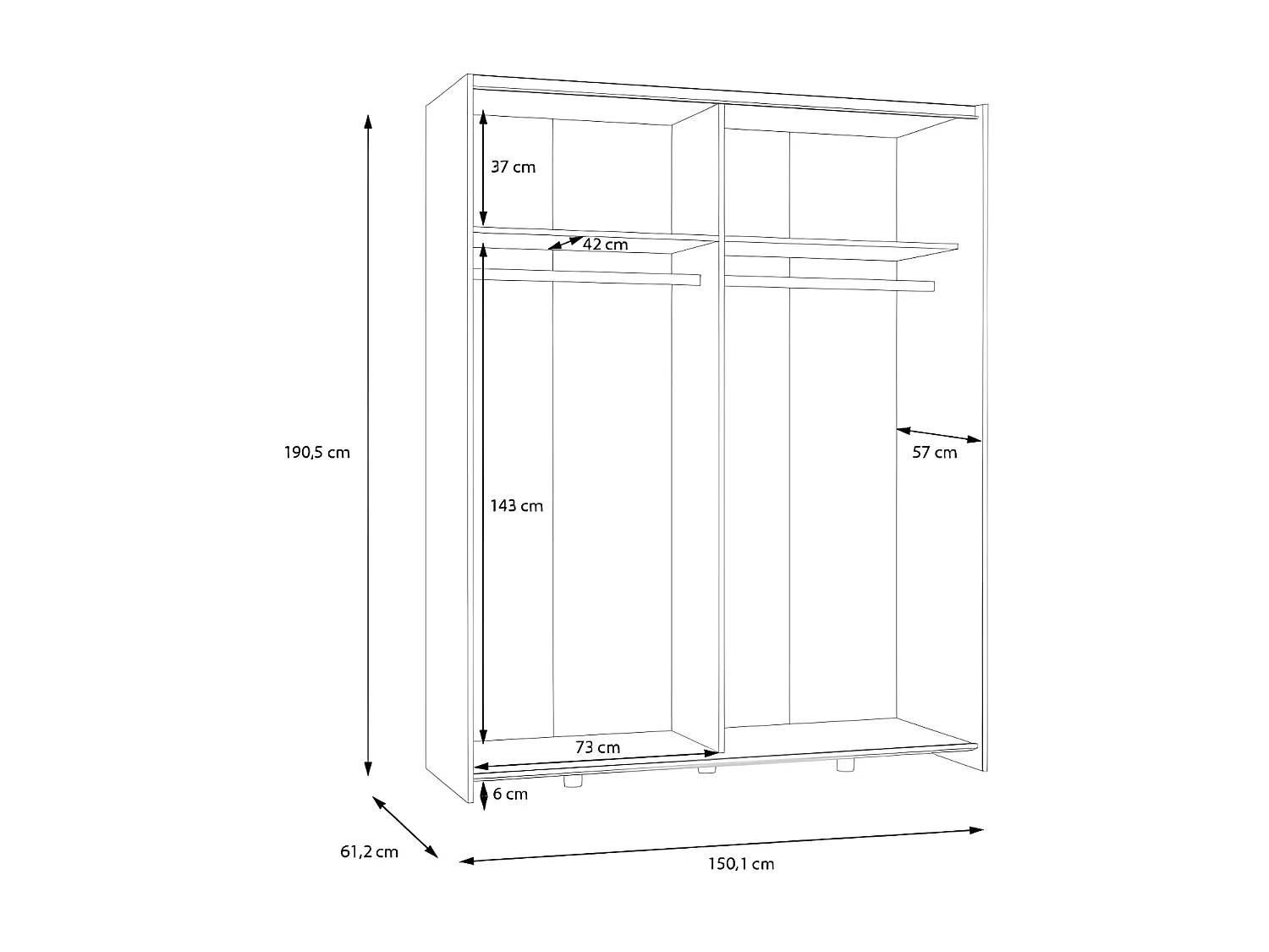 Armadio Orovivo Premium  (150cm)/Porte scorrevoli/Sonoma&Weiss