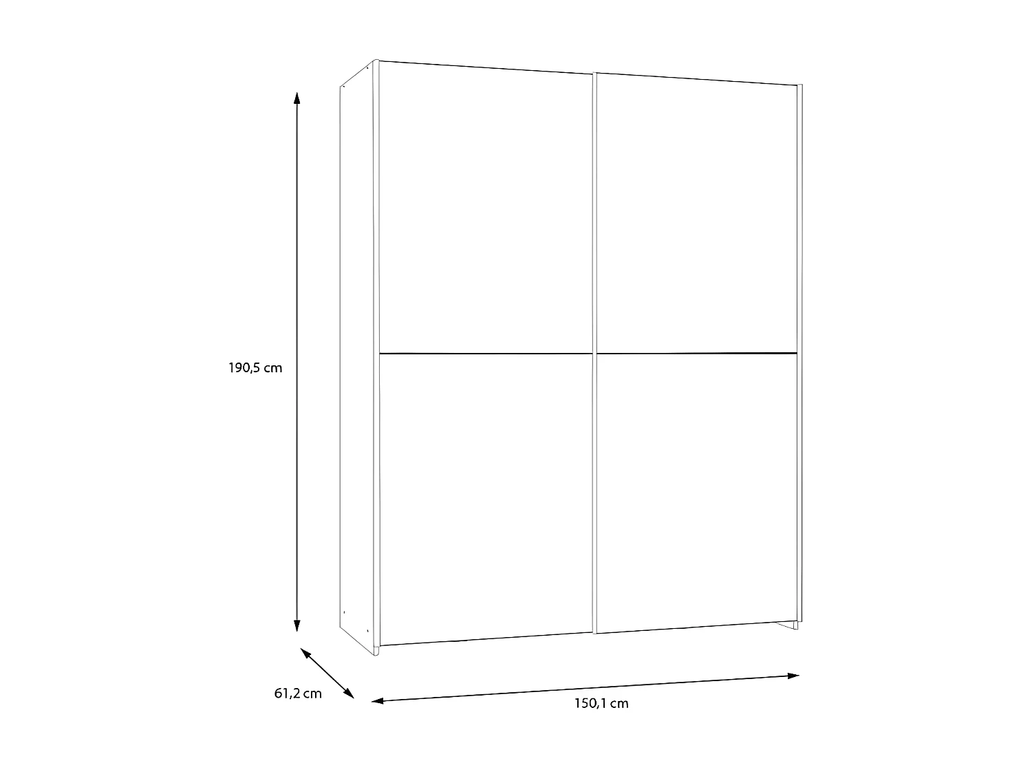 Penderie Orovivo Lux (150cm)/Portes coulissantes/Blanc