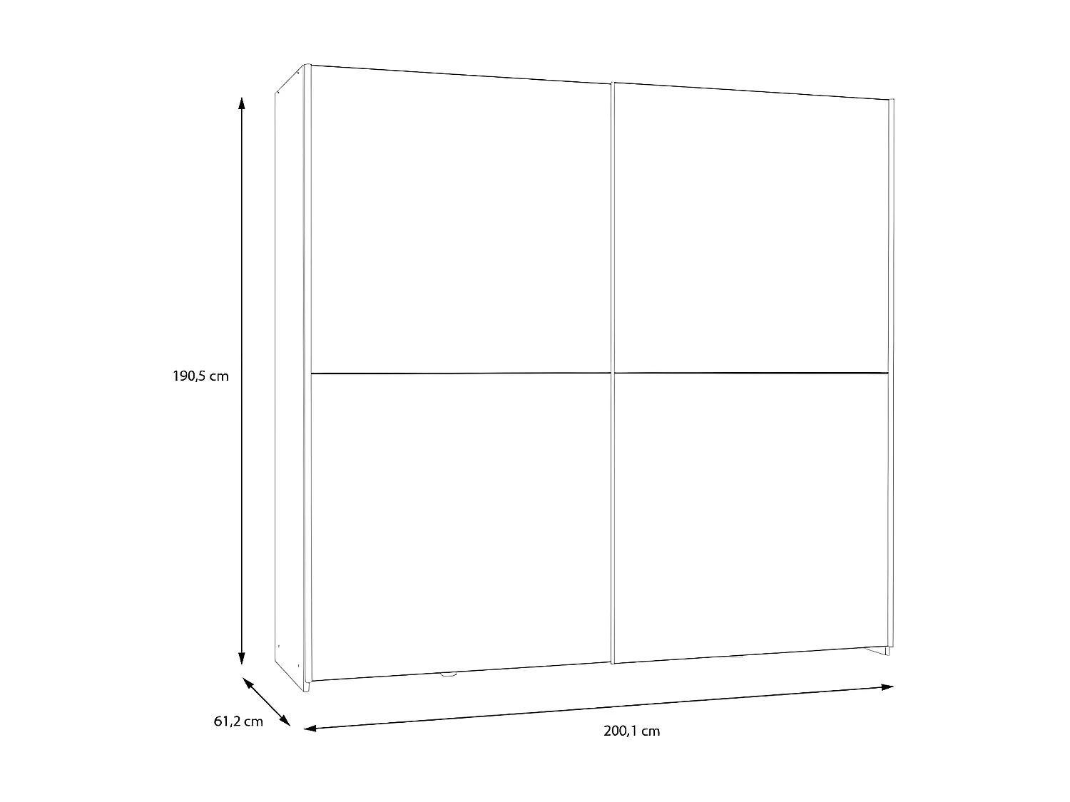 Penderie Orovivo (200cm)/Portes coulissantes/Blanc