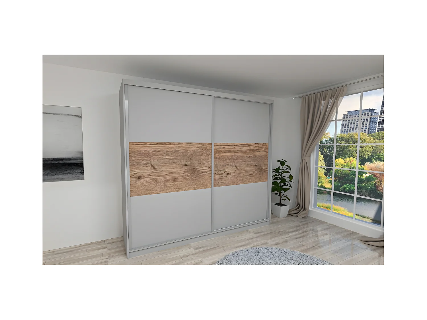 Penderie Classic (240cm)/Portes coulissantes/Gris