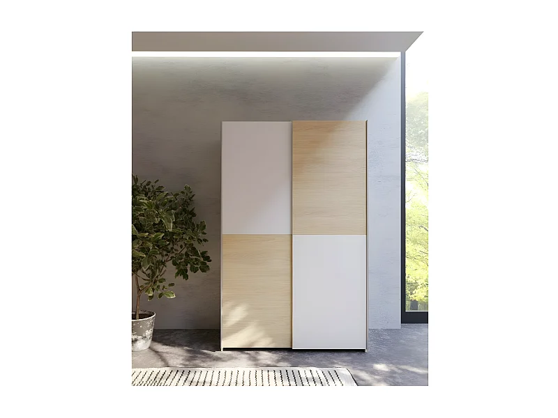 Armadio Orovivo (120cm)/Porte scorrevoli/Sonoma&Bianco