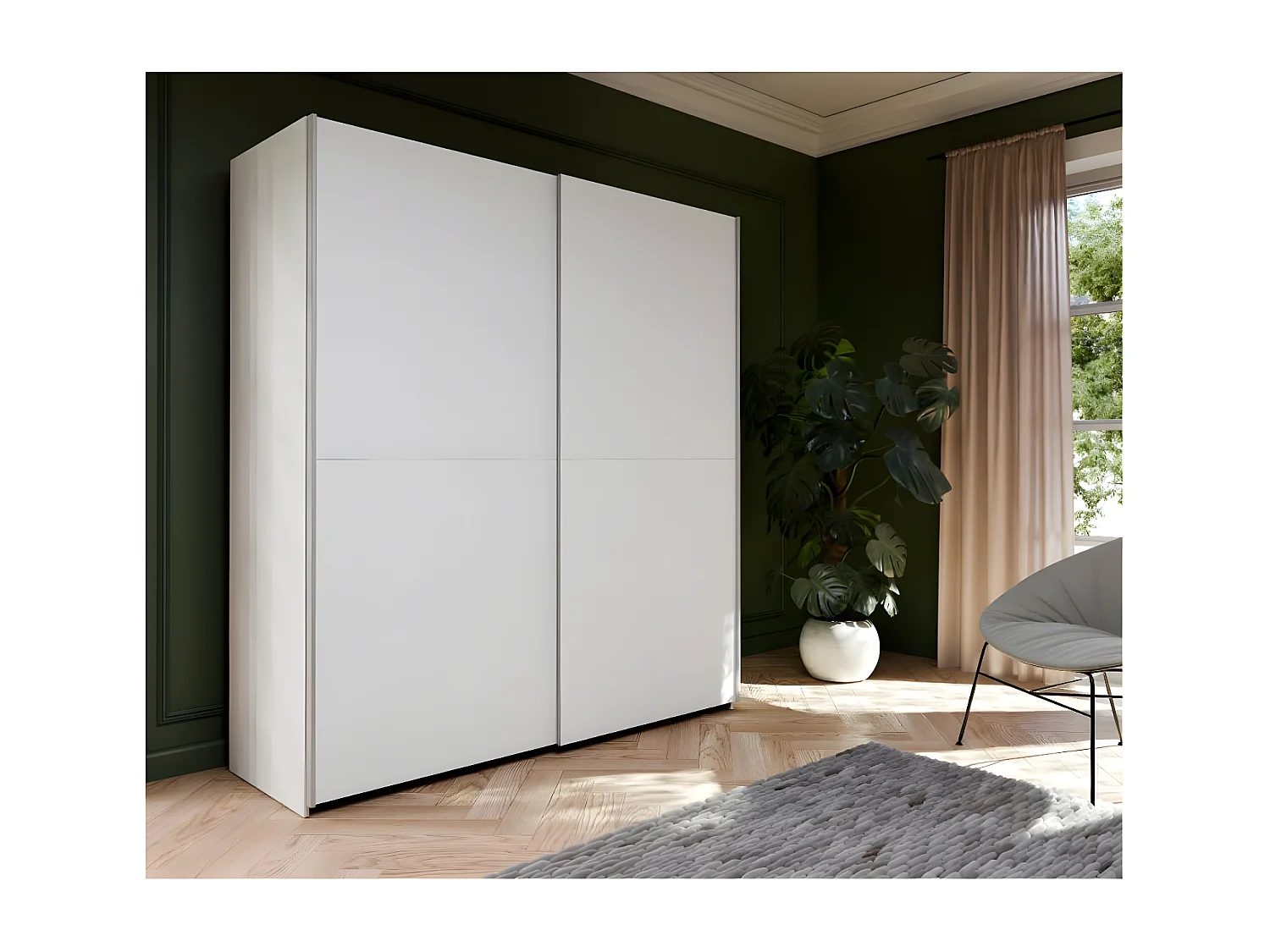 Kleiderschrank Orovivo (170cm)/Schiebetüren/Weiss