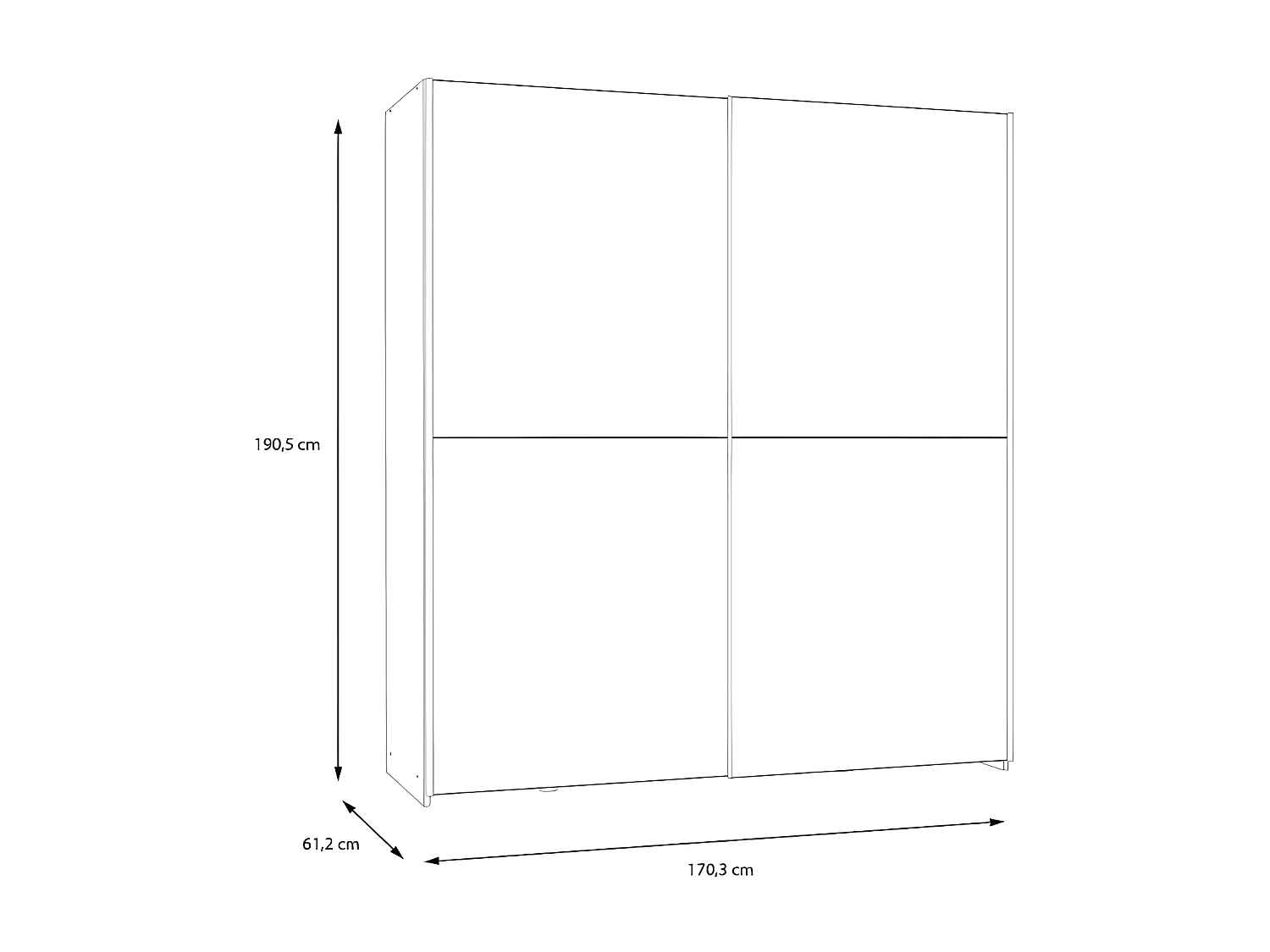 Kleiderschrank Orovivo (170cm)/Schiebetüren/Weiss