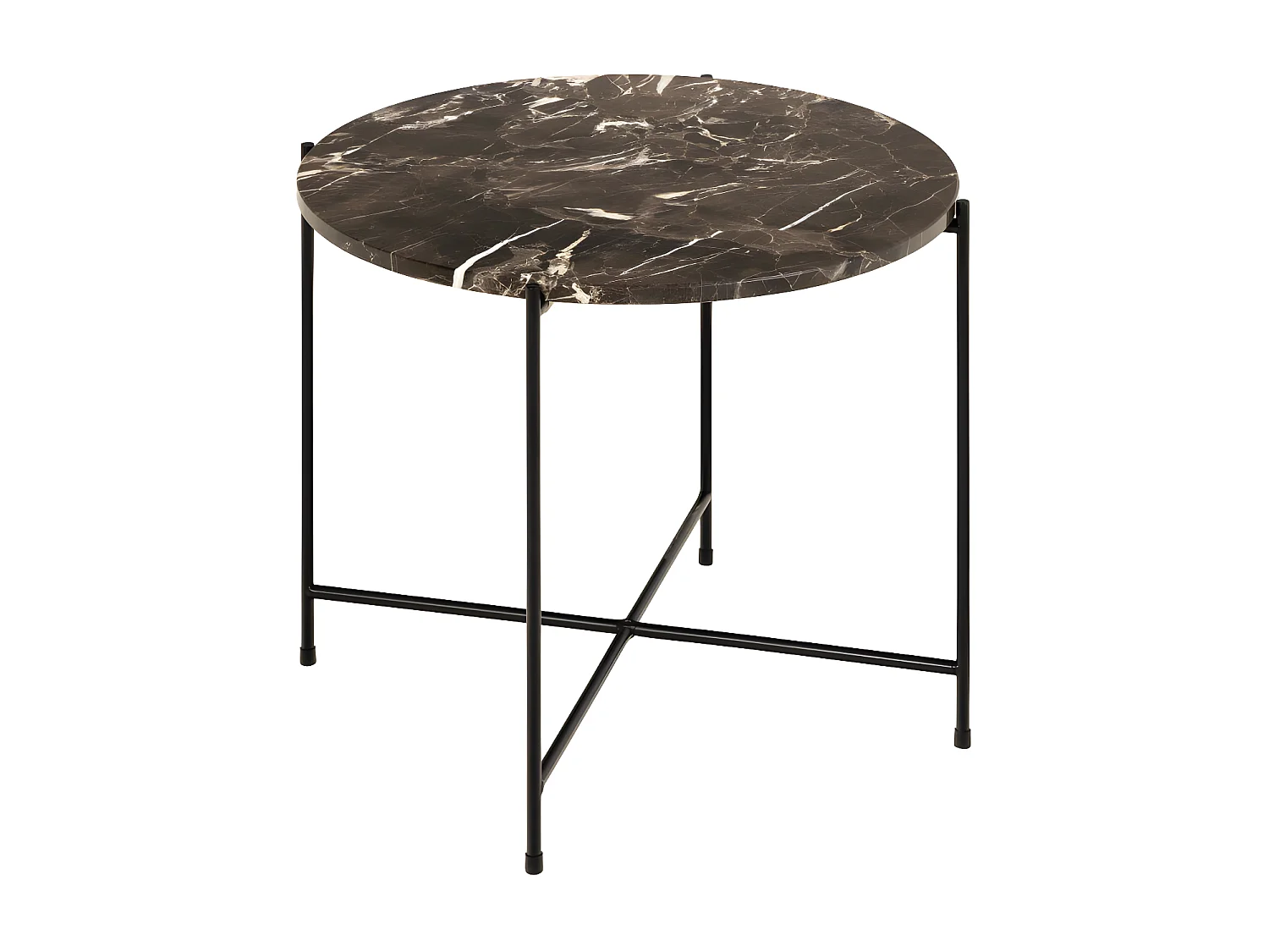 Tangara - Table d'appoint ronde en marbre ø52cm - Marron
