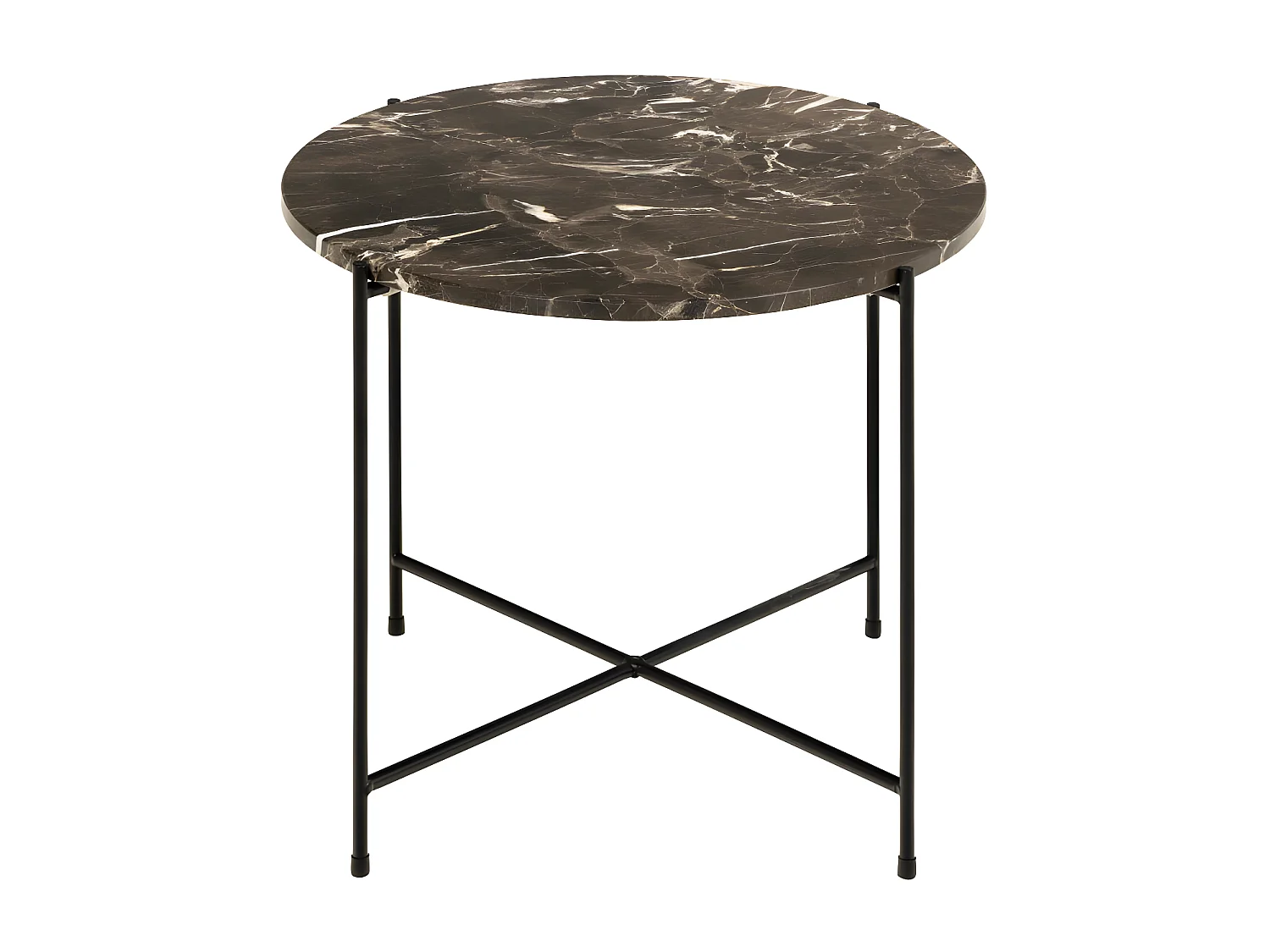 Tangara - Table d'appoint ronde en marbre ø52cm - Marron