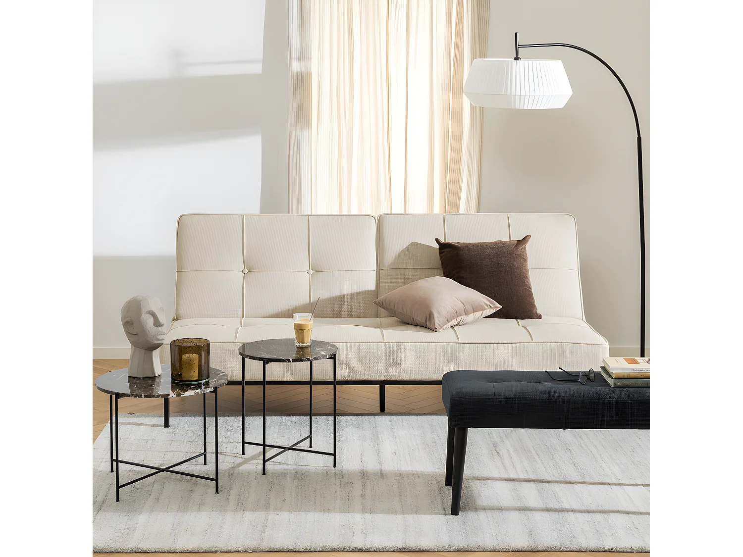 Tangara - Table d'appoint ronde en marbre ø52cm - Marron