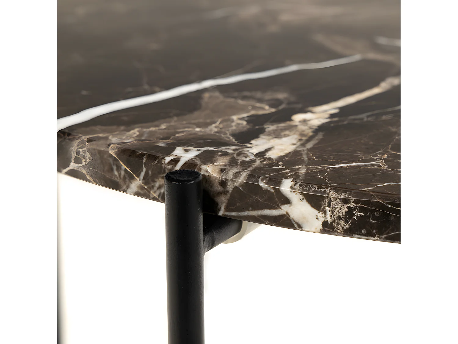 Tangara - Table d'appoint ronde en marbre ø52cm - Marron