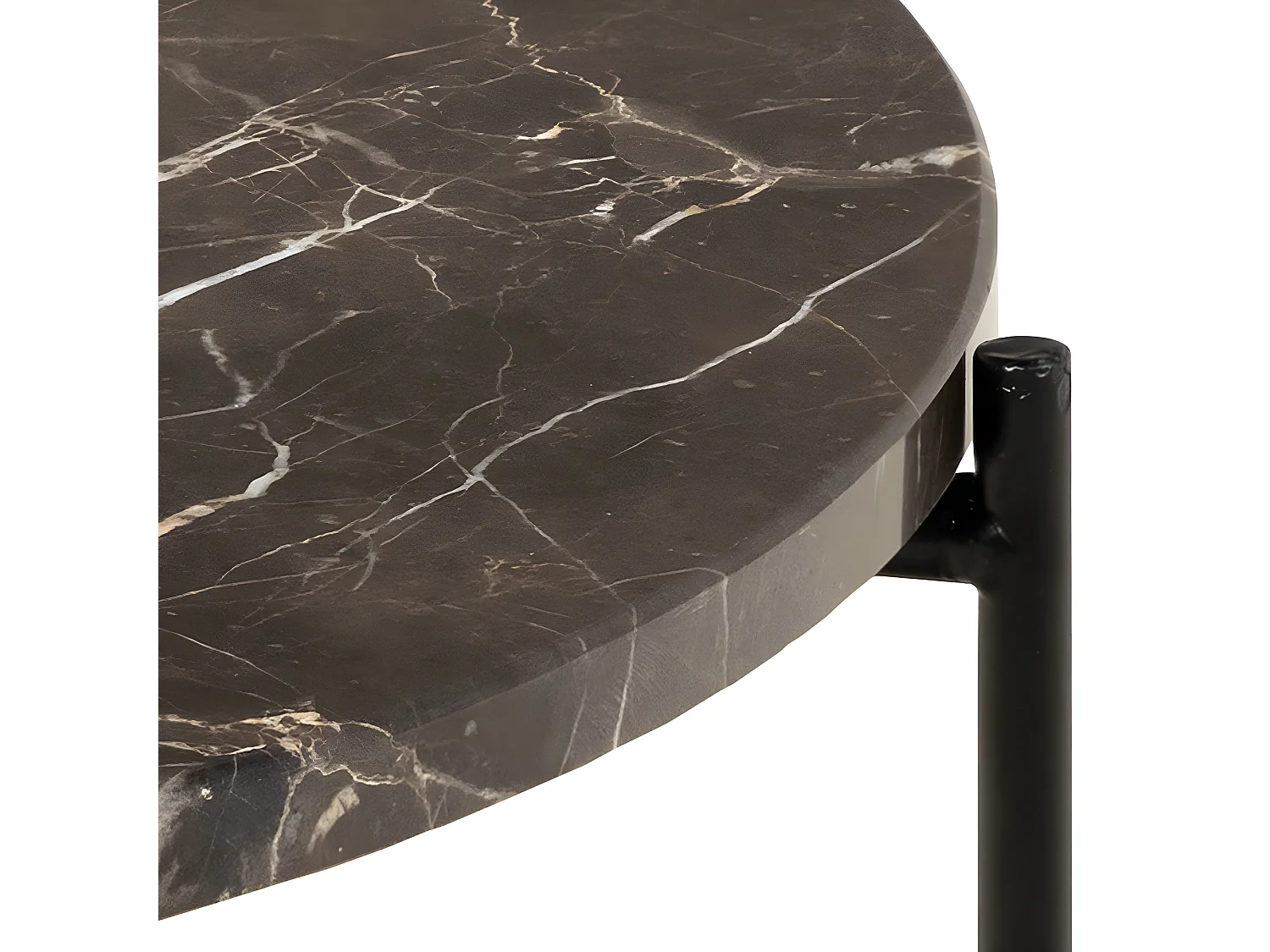 Tangara - Table d'appoint ronde en marbre ø52cm - Marron