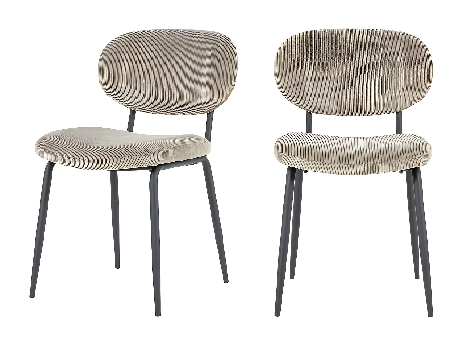 Cosmo - Lot de 2 chaises en velours côtelé et métal - Taupe