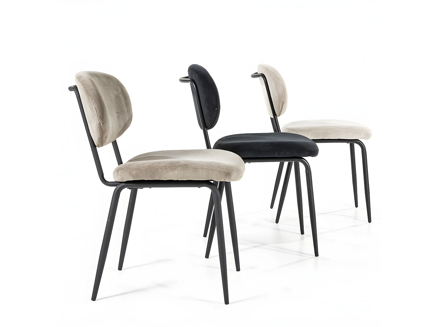 Cosmo - Lot de 2 chaises en velours côtelé et métal - Taupe