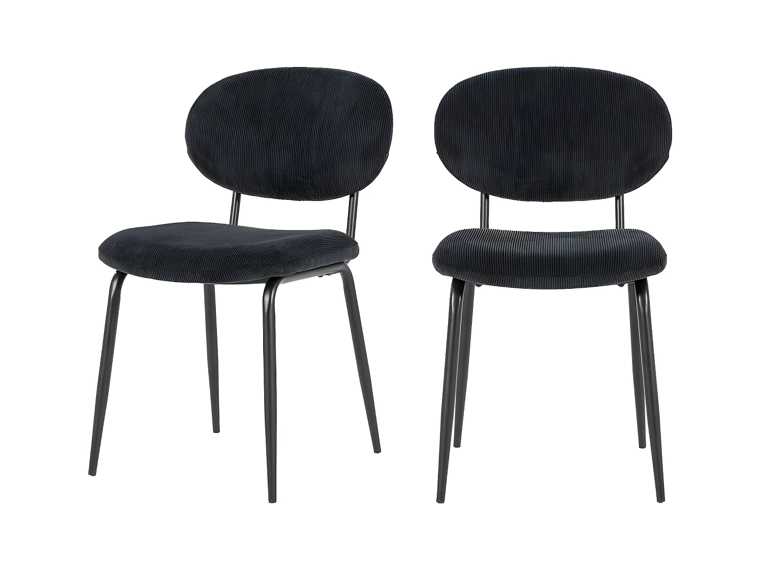 Cosmo - Lot de 2 chaises en velours côtelé et métal - Noir