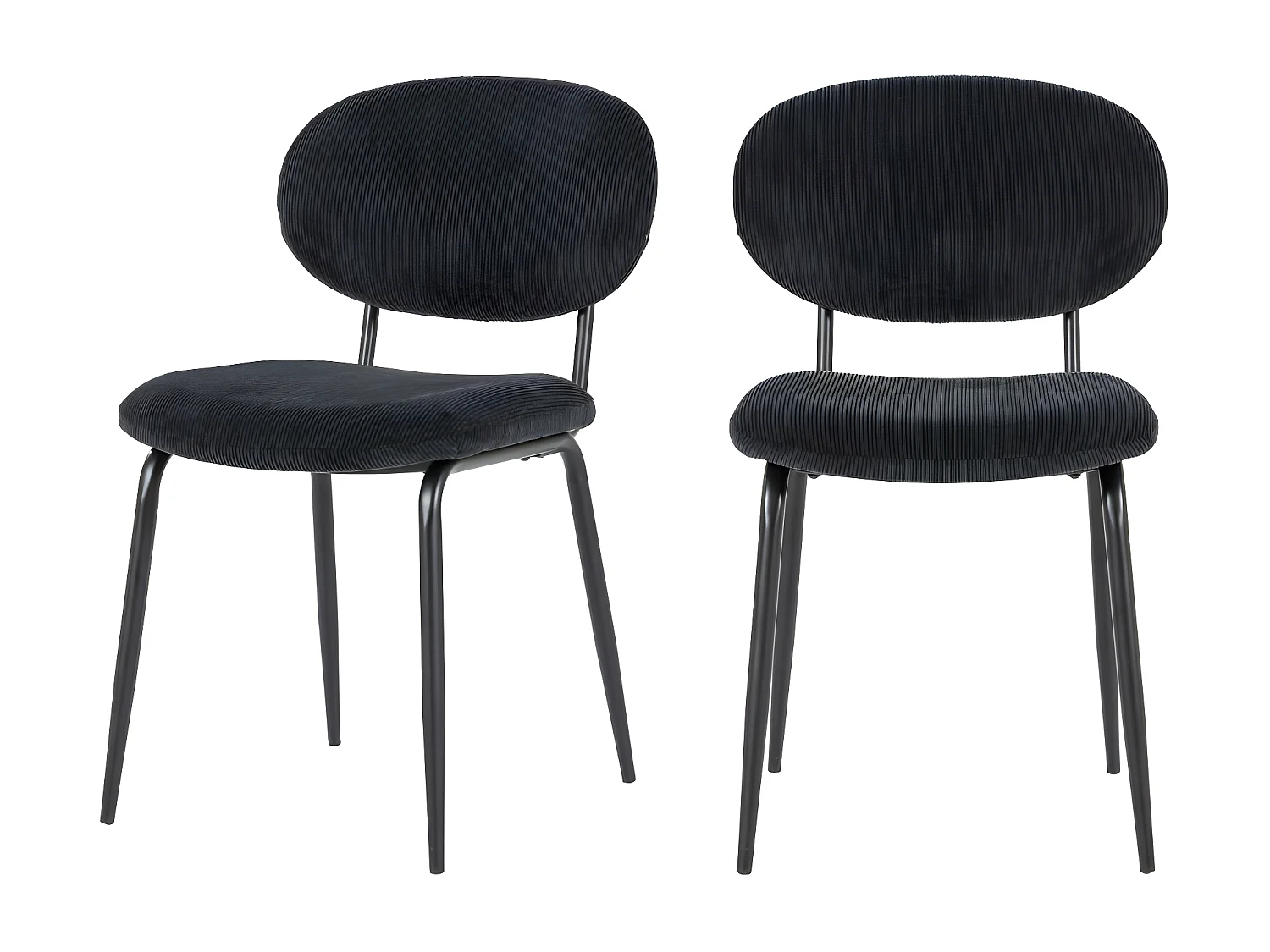 Cosmo - Lot de 2 chaises en velours côtelé et métal - Noir