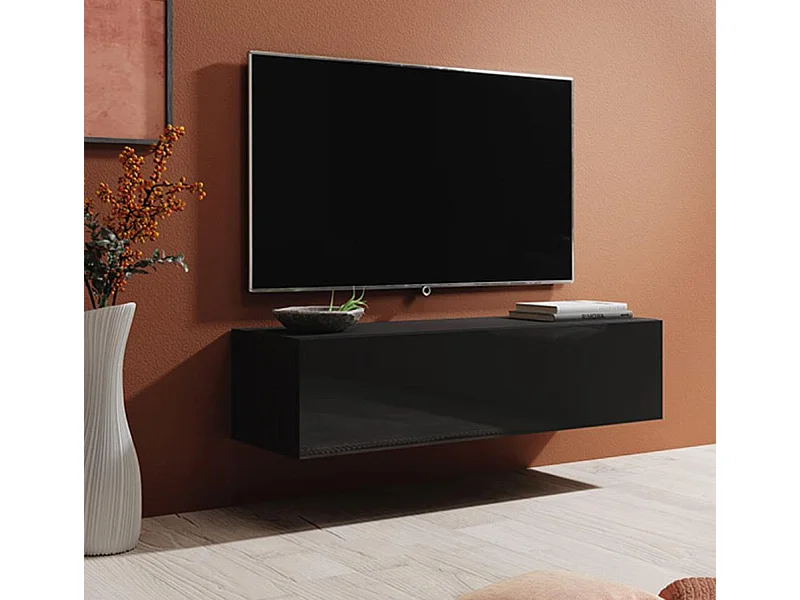 Meuble TV suspendu pour Salon Salle à manger en Noir 120x40x30cm Berit