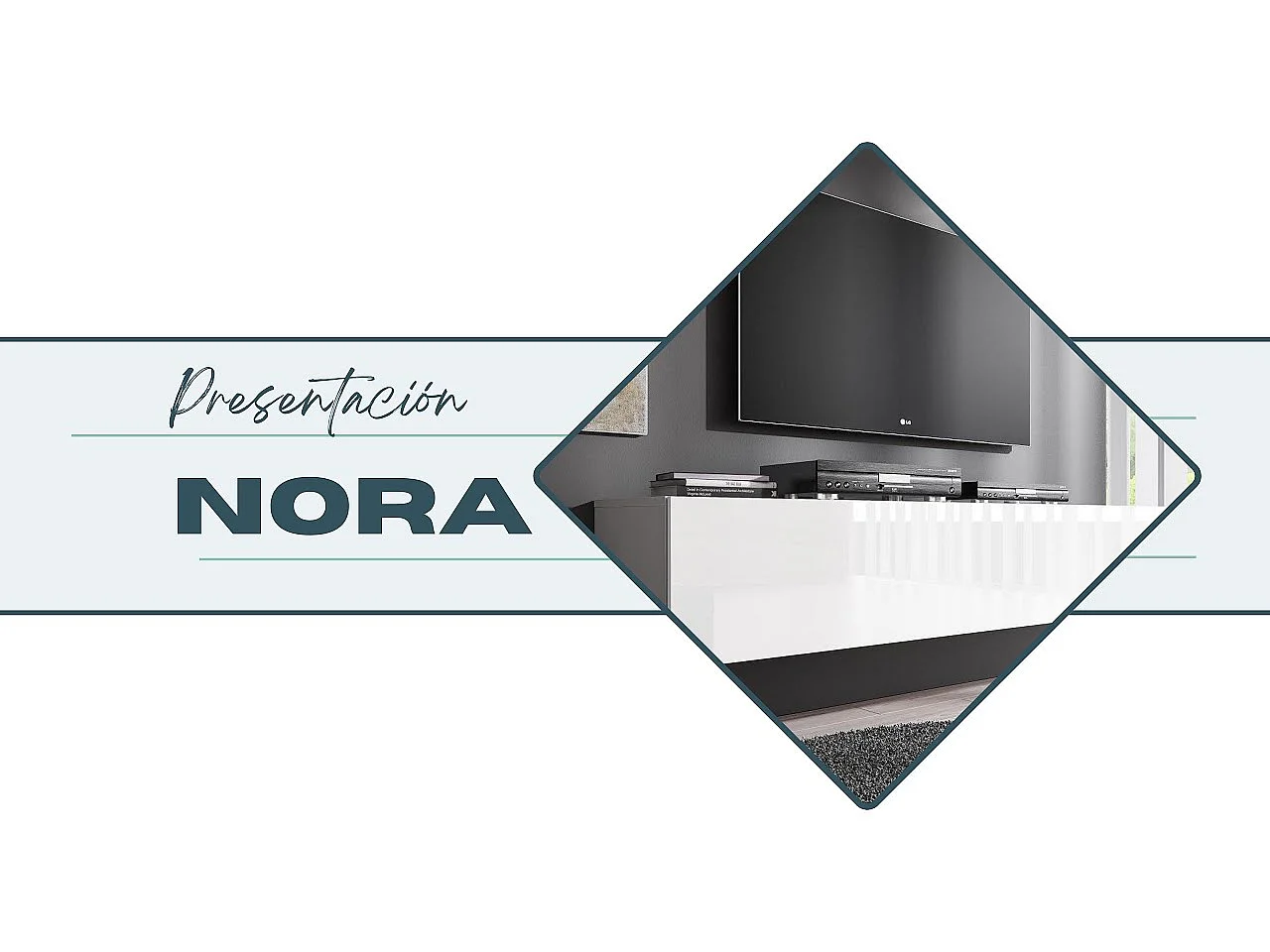 Mueble TV colgante para Salón comedor en Negro 160x40x30cm Nora H2