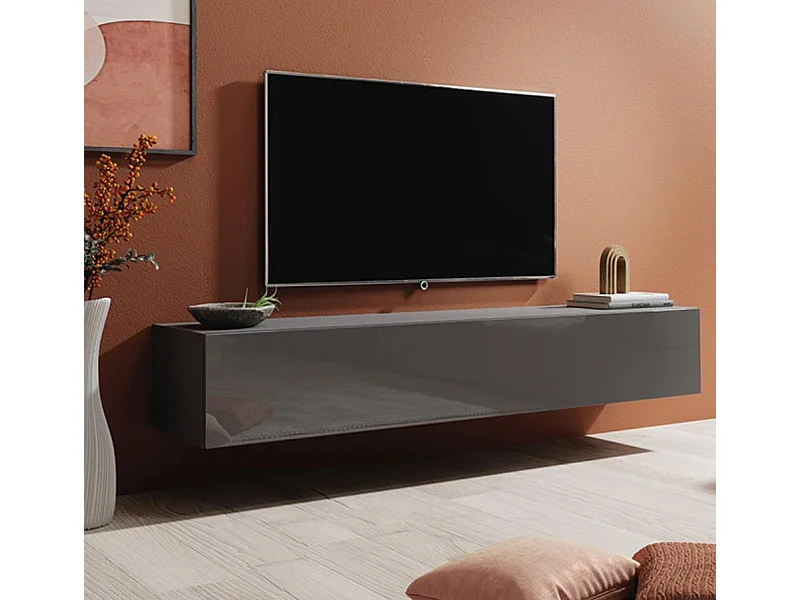 Mueble TV colgante para Salón comedor en Gris 180x40x30cm Berit