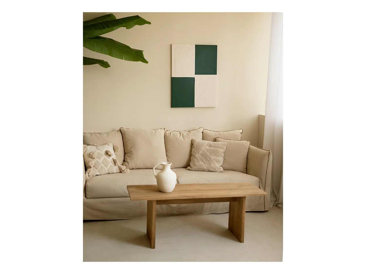 Quadro decorativo di cotone fatto a mano con cornice marrone scuro 100x150cm - PRISMA - DECOWOOD