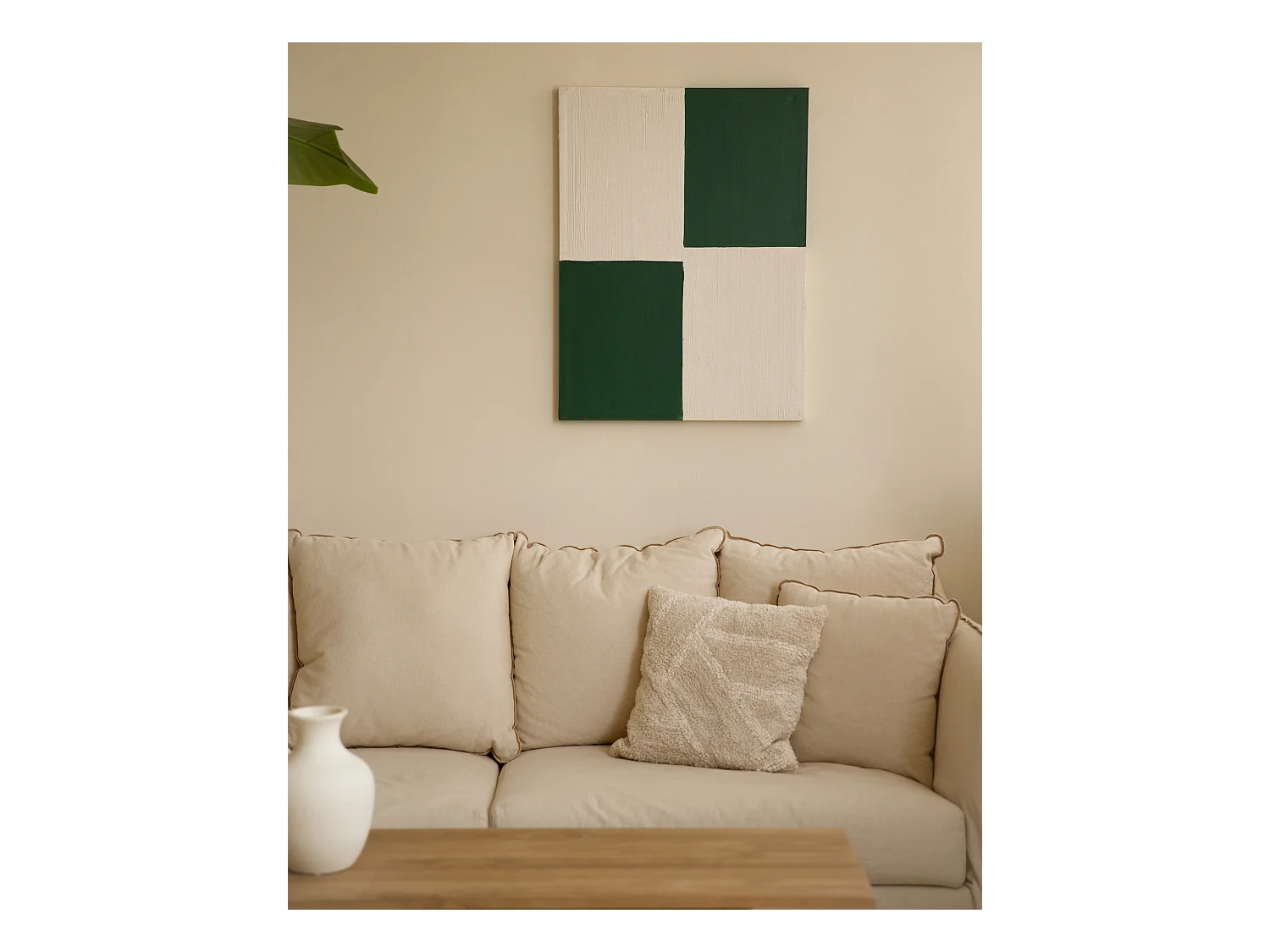 Quadro decorativo di cotone fatto a mano con cornice marrone scuro 100x150cm - PRISMA - DECOWOOD