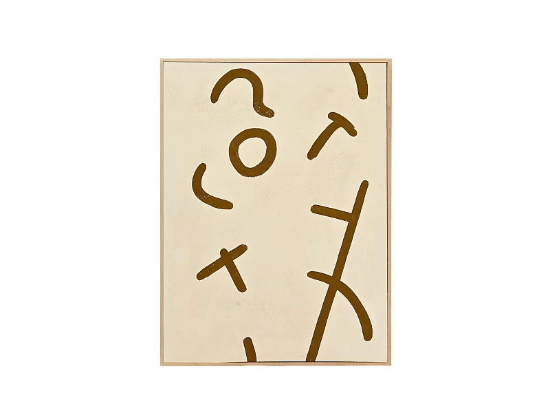 Quadro decorativo di cotone fatto a mano con cornice marrone chiaro 80x100cm - VIRGINIA - DECOWOOD