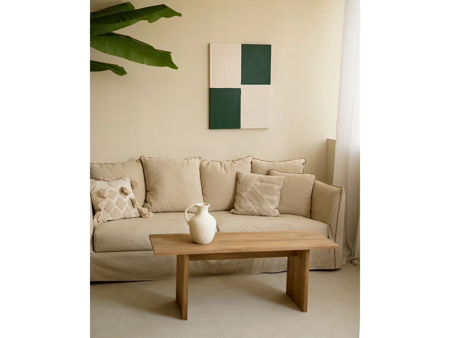 Quadro decorativo di cotone fatto a mano con cornice bianca 80x100cm - PRISMA - DECOWOOD