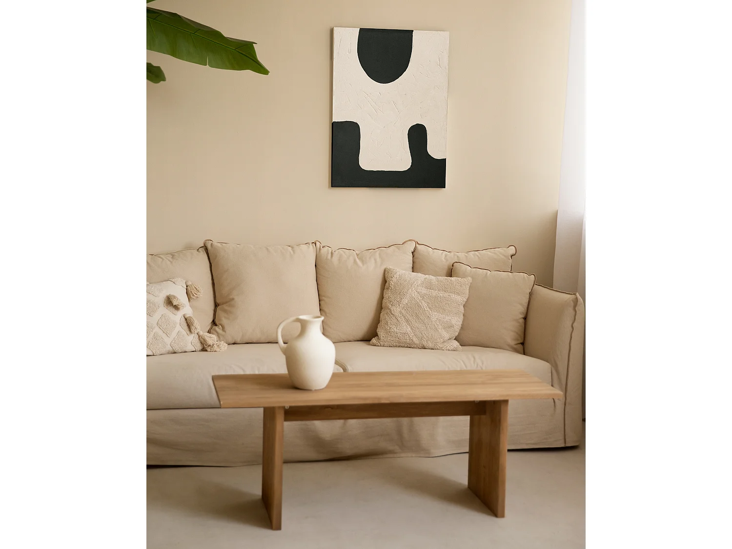 Cuadro decorativo sobre lienzo de algodón con marco de madera negro pintado artesanalmente con pintura al oleo de 100x150cm - VARO - DECOWOOD