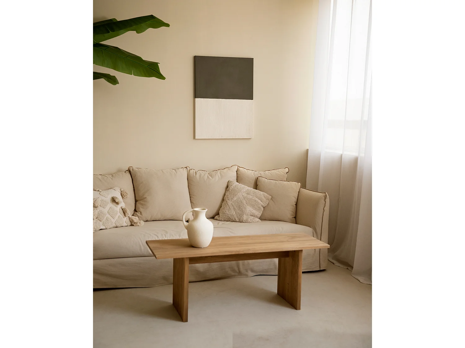 Peinture à l'huile décorative faite à la main cadre blanc 100x150cm - MARINA - DECOWOOD